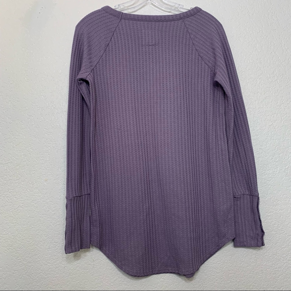 Chaser lavender waffle knit long sleeve thermal button cuff sleeve - Picture 5 of 11